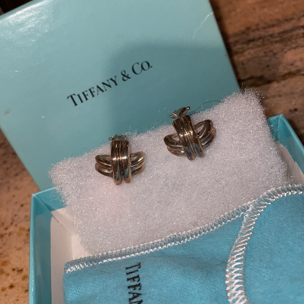 VINTAGE Tiffany & Co Paloma Picasso 925 Sterling Silver X EARRINGS pierced ears